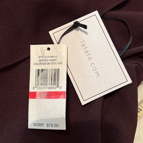 62. 1.State Off Moody Hues Off Shoulder Top in Dark Oxblood, Size X-Small - Picture 9 of 11